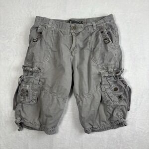Y2K Twice Cargo Grey Shorts Baggy‎ Men's Waist 34" Flap Pockets